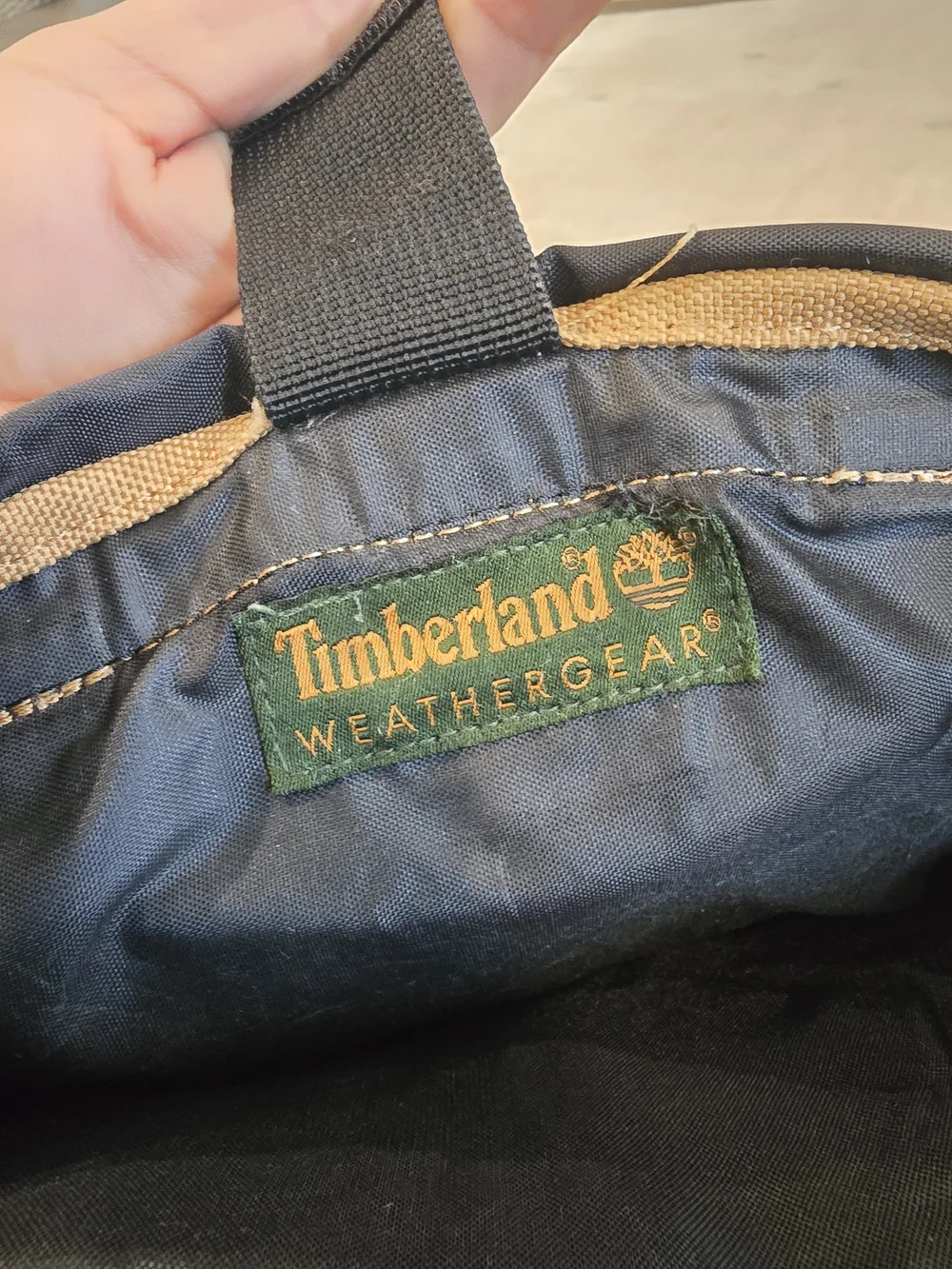 Timberland Brown Canvas and Tan Leather Messenger Bag